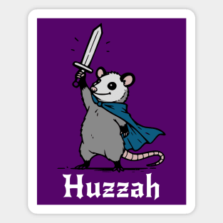 Cute Possum Knight Sends up a Cheer: Huzzah! Magnet